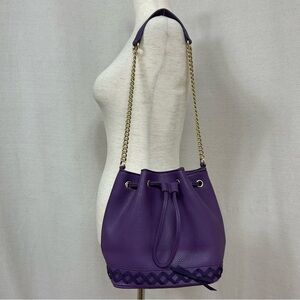 Jules Kae Purple Shoulder Bag with Gold Chain and Quilted Detail